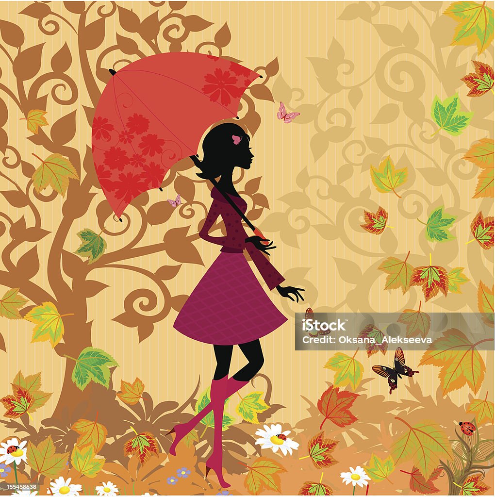 Красивая женщина с зонтиком - Векторная графика Абстрактный роялти-фри