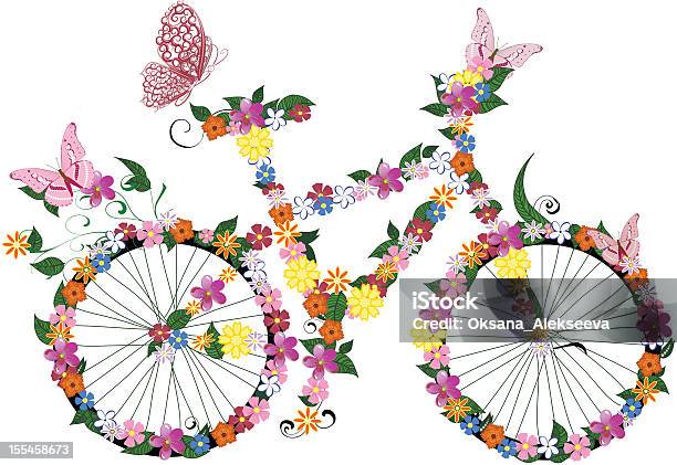 Bike With Flowers Stock Illustration - Download Image Now - Bicycle, Abstract, Beauty