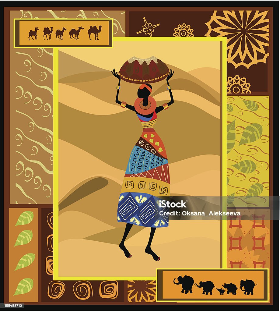 Этнический рисунок c pretty женщина - Векторная графика Аборигенная культура роялти-фри