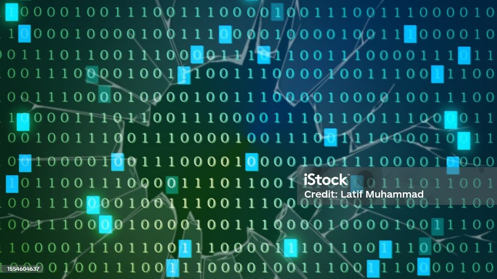 Numbers Flooded Screen Abstract Numbers Background With Broken Glass Screen Effect Error ...