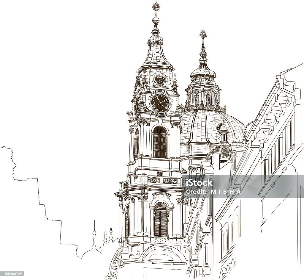 Katedra św. Mikołaja w Pradze - Grafika wektorowa royalty-free (Praga)