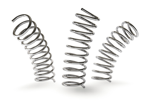 3d metal springs isolated on white background