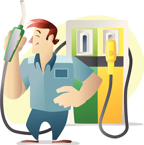 Vector illustration of Gas station worker