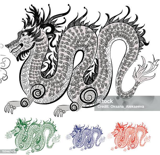 Китайский Дракон — стоковая векторная графика и другие изображения на тему Аборигенная культура - Аборигенная культура, Векторная графика, Животное
