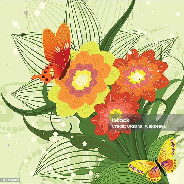 Букет Рисунок С Бабочками — стоковая векторная графика и другие изображения на тему Абстрактный - Абстрактный, Бабочка, Векторная графика