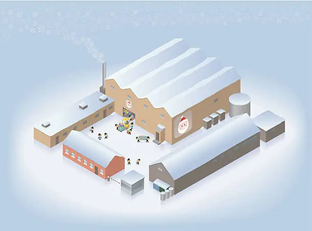 Vector illustration of Santa's warehouse