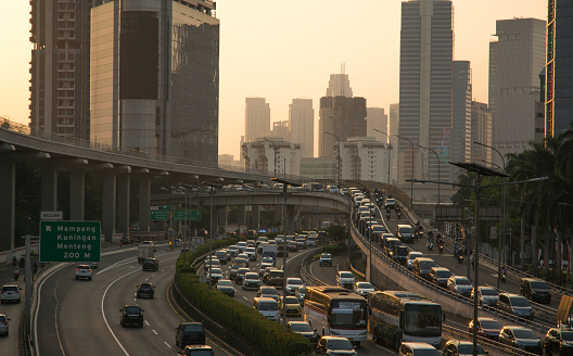 Image of traffic jam during rush hour in Jakarta