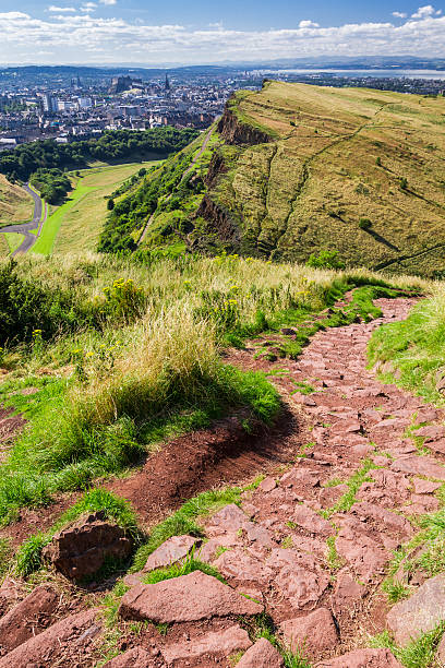 istock View to the City from stone footpath in mountains 155470489