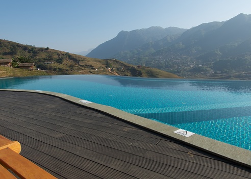 Beautiful mountain view with pool at sapa vietnam.