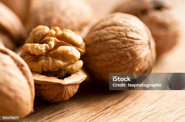 Walnuts Macro View Stock Photo - Download Image Now - Dieting, Extreme Close-Up, Food