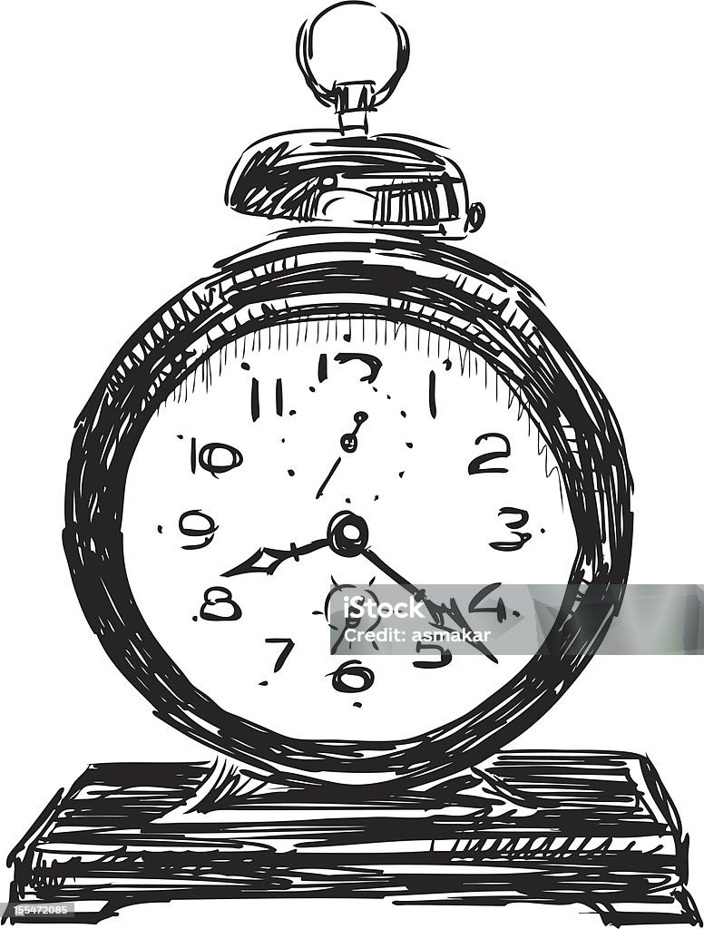 alarm Vector drawing of an old alarm clock. Alarm Clock stock vector