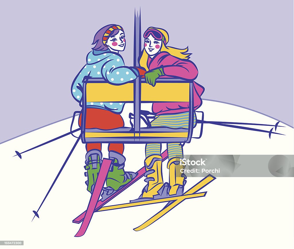 Mädchen am Skilift - Lizenzfrei Frauen Vektorgrafik