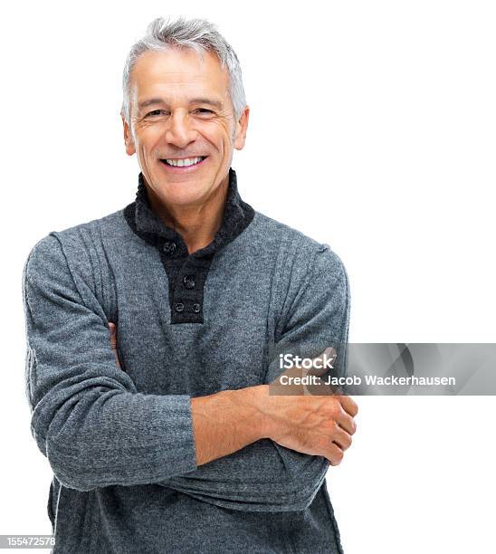 Foto de Homem Sênior Com Um Sorriso Conteúdo e mais fotos de stock de Homens - Homens, Fundo Branco, Figura para recortar