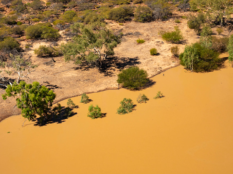 The Murchison river that runs through Kalbarri National Park in flood