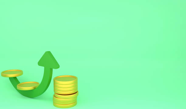 istock Saving money go to wealth 3D illustration on green background. 3D render saving concept 1554755291