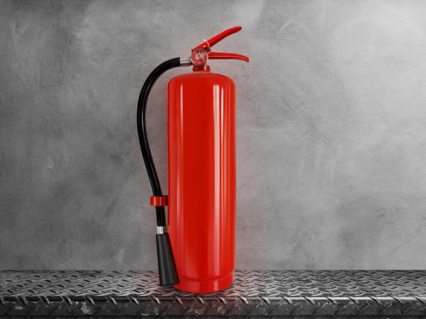 istock fire extinguisher on steel background cement 1554757890