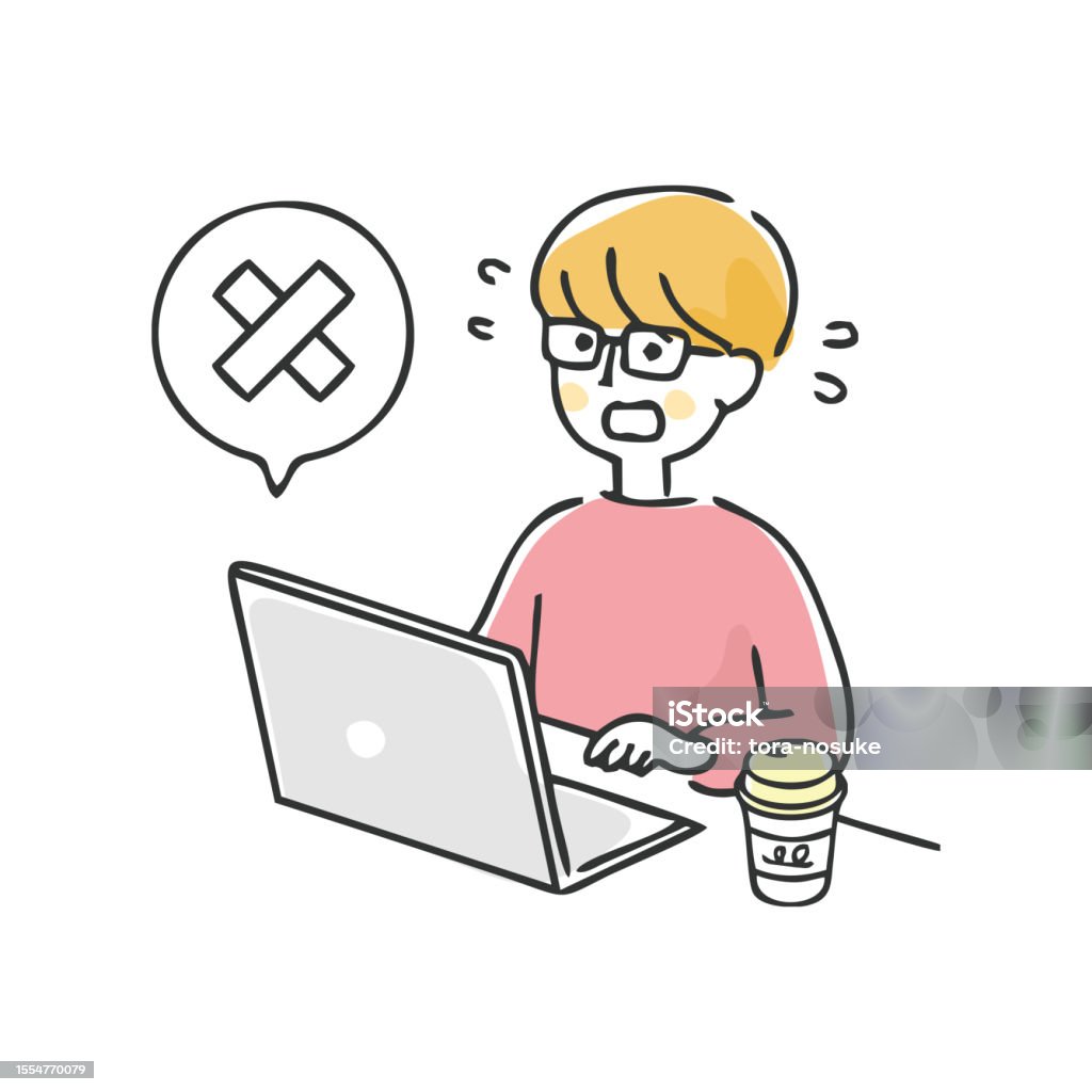 Panicking Computer A Man Who Panics When Her Computer Breaks Down Stock Illustration ...