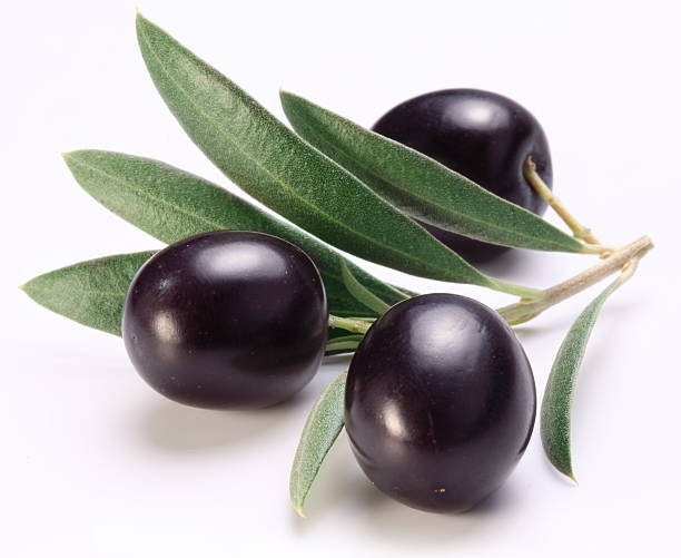 madura azeitonas pretas com folhas. - black olive - fotografias e filmes do acervo
