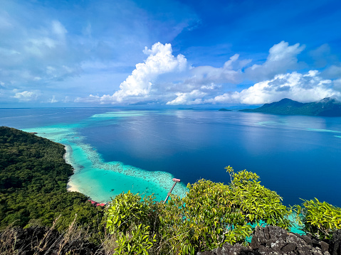 Spectacular view of Bohey Dulang Island in Semporna, Sabah.