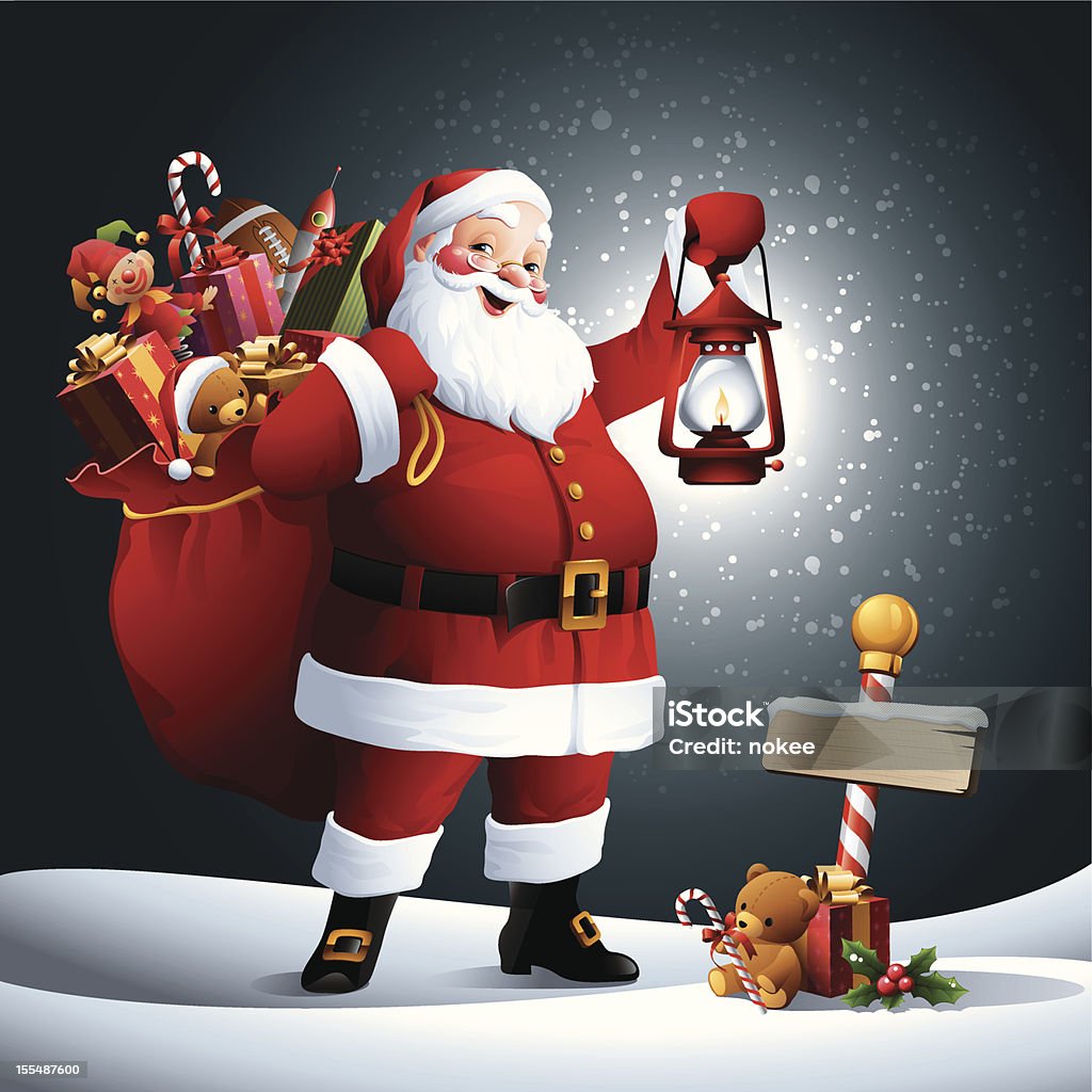 Santa Claus-linterna - arte vectorial de Papá Noel libre de derechos