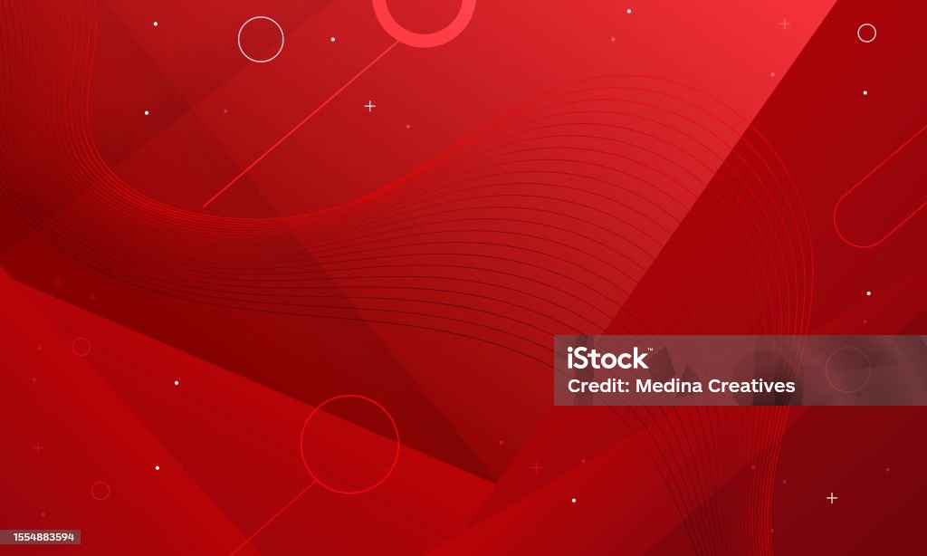 Gradient Red Abstract Design Background With Wave Line Particle Stock ...