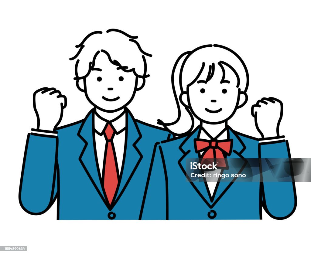 Simple illustration of male and female students posing in guts pose - Royaltyfri Examen vektorgrafik Simple illustration of male and female students posing in guts pose - Royaltyfri Examen vektorgrafik