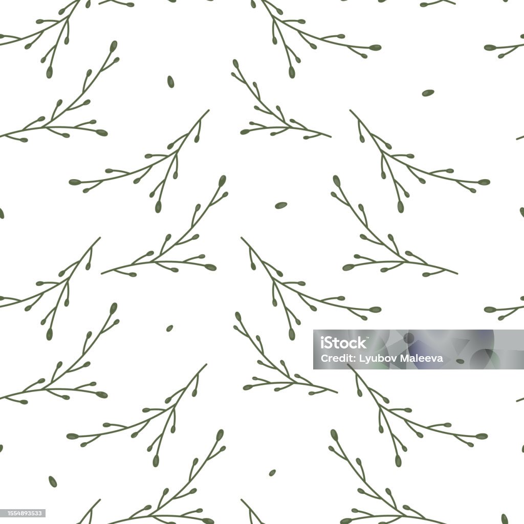 Twigs Pattern Pattern With Green Twigs Stock Illustration - Download Image Now ...