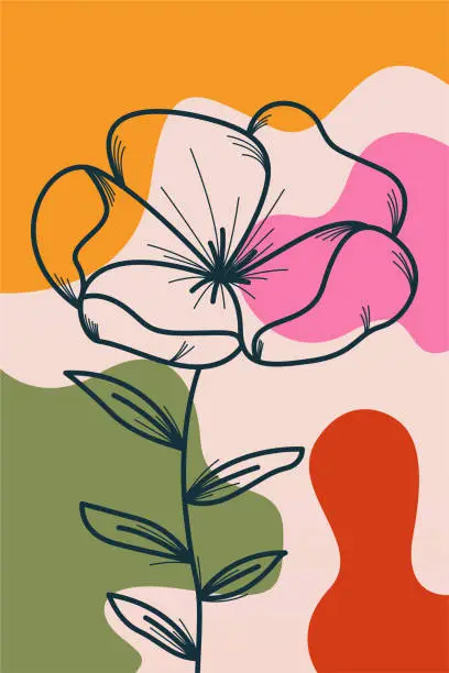 Vector illustration of Vintage flower wall art decoration