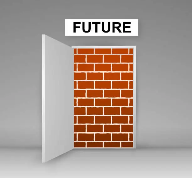 Vector illustration of Door leading to future