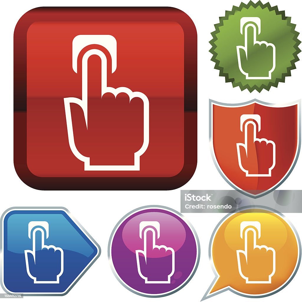 Hand Over Button Icon Icon Series Push Hand Stock Illustration - Download Image Now - Blue ...