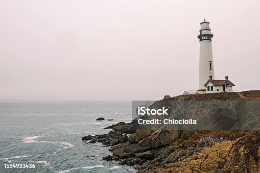 istock Pigeon point lighthouse on cloudy day, highway one, California, USA 1554933436