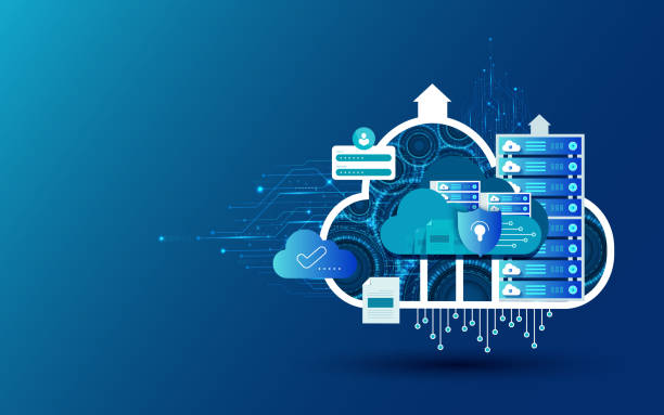 stockillustraties, clipart, cartoons en iconen met cloud computing service management. digital technology background. - cloud computing