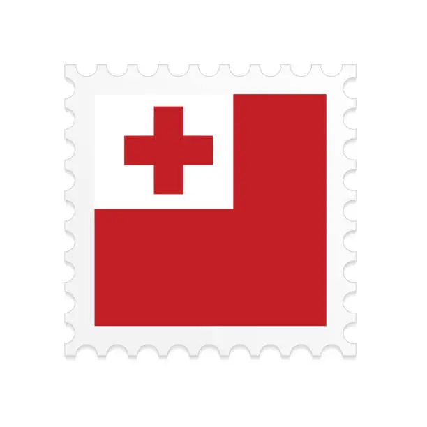 Vector illustration of Tonga flag postage stamp on white background