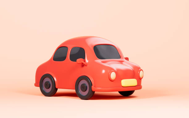 istock Cartoon car with yellow background, model car, 3d rendering. 1554964679