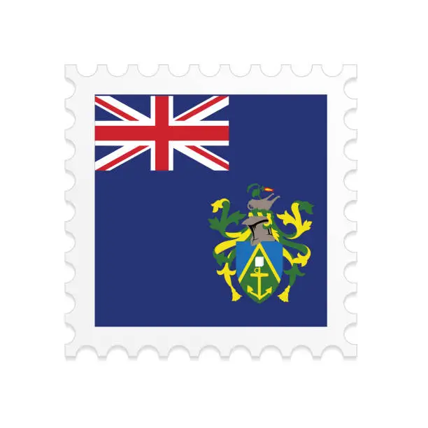 Vector illustration of Pitcairn Islands flag postage stamp on white background