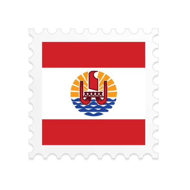 Vector illustration of French Polynesia flag postage stamp on white background