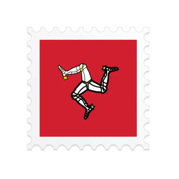 Vector illustration of Isle of Man flag postage stamp on white background