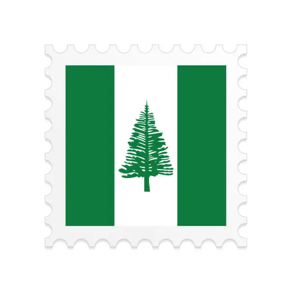 Vector illustration of Norfolk Island flag postage stamp on white background