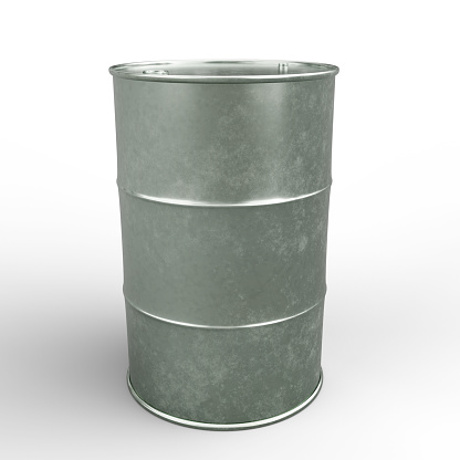 Metal Barrel. 3D Illustration. File with Clipping Path.