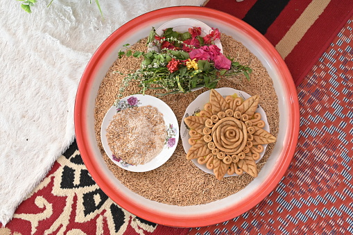 A typical Aceh flower-shaped cake at the peusijuek traditional event in Aceh, Indonesia