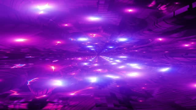 Glowing Purple Lights Bright Reflection Tunnel 3d Illustration Motion Background vj loop - Stock Video