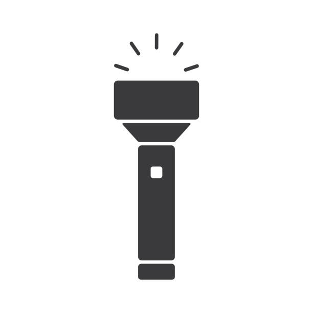 bildbanksillustrationer, clip art samt tecknat material och ikoner med flashlight icon electricity symbol isolated vector illustration. - ficklampa