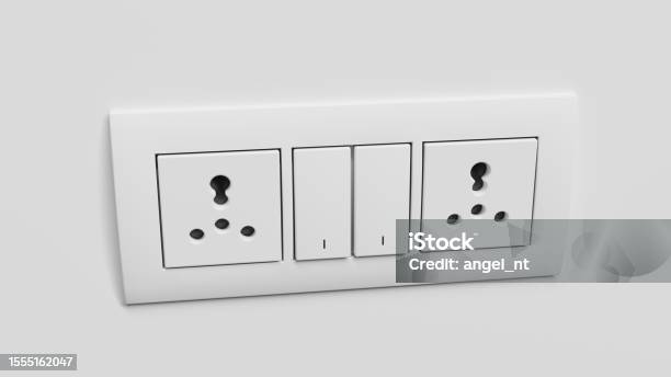 Modular Switchboard Electrical Outlet Interchangeable On A White Wall ...