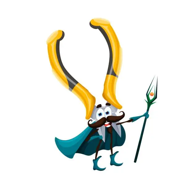 Vector illustration of Cartoon halloween nippers tool wizard character