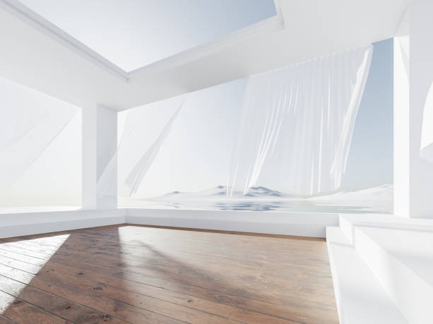 istock modern house at the lake, moody mountain background, 3d render, 3d illustration 1555215699