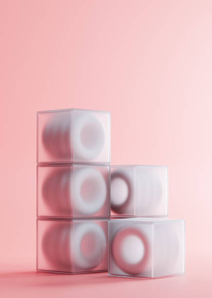 istock Product background podium or 3d glass display background, crystal 3d render glass products square box 1555217876