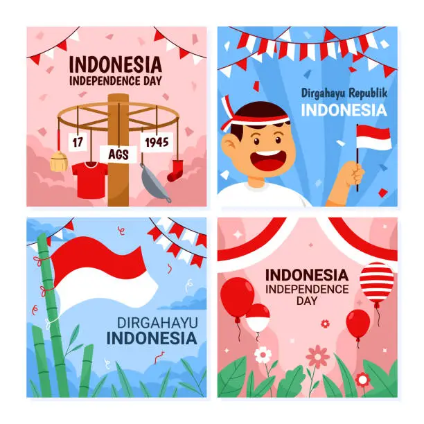 Vector illustration of Independence Day Of Indonesia Celebration Card