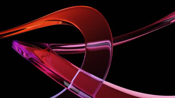 istock 3d render abstract background on dark background, Transparent glossy glass, Colorful curve glass with dispersion. 1555230836