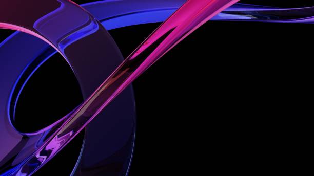 istock 3d render abstract background on dark background, Transparent glossy glass, Colorful curve glass with dispersion. 1555230845