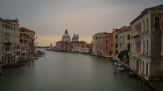 Sign of Peggy Guggenheim Collection facing the Grand Canal in Venice, Italy